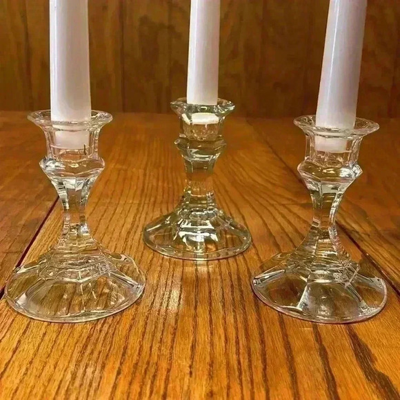 3 Vintage Crystal Candle Stick Holders Perfect For Holidays/Christmas/Home Decor - Picture 2 of 9